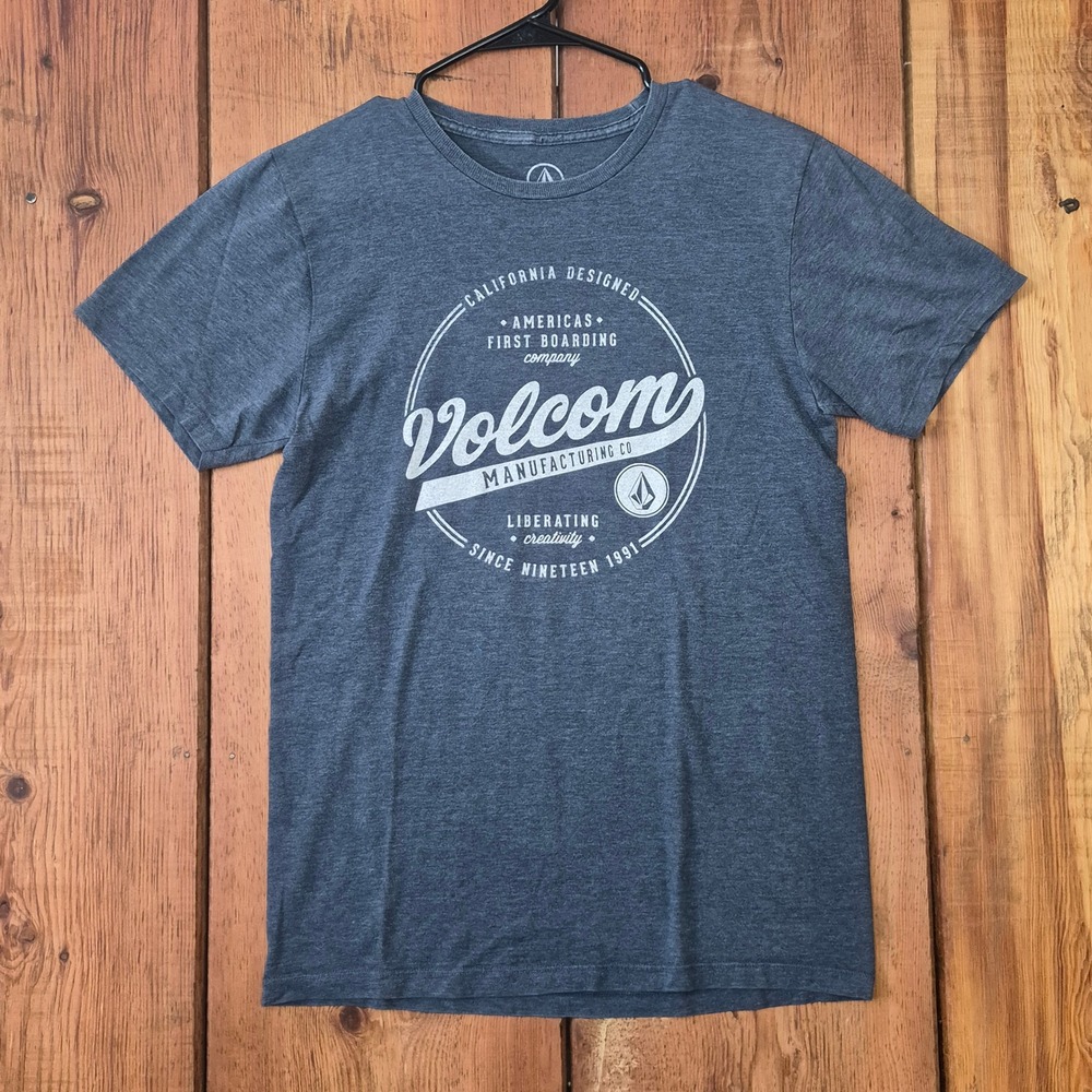 Volcom Men's Small Graphic T-Shirt Heather Charcoal Grey California Surf Skate S